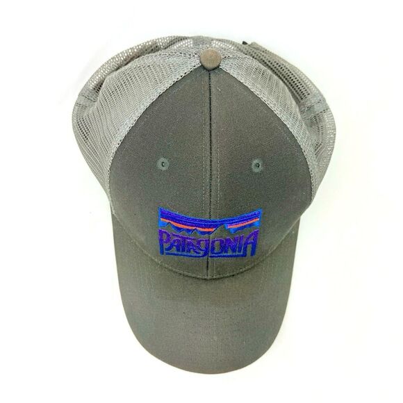 Patagonia Gray Purple Mountain Embroidered Mesh Snap Back Trucker Hat - Picture 8 of 16